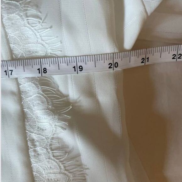 WAYF Women's Lace Trim Knotted Long Sleeve Blouse, Ivory, L, NWT - Picture 6 of 7